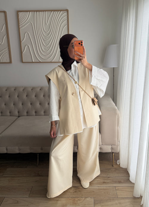 BLAZER EN LIN ÉCRU