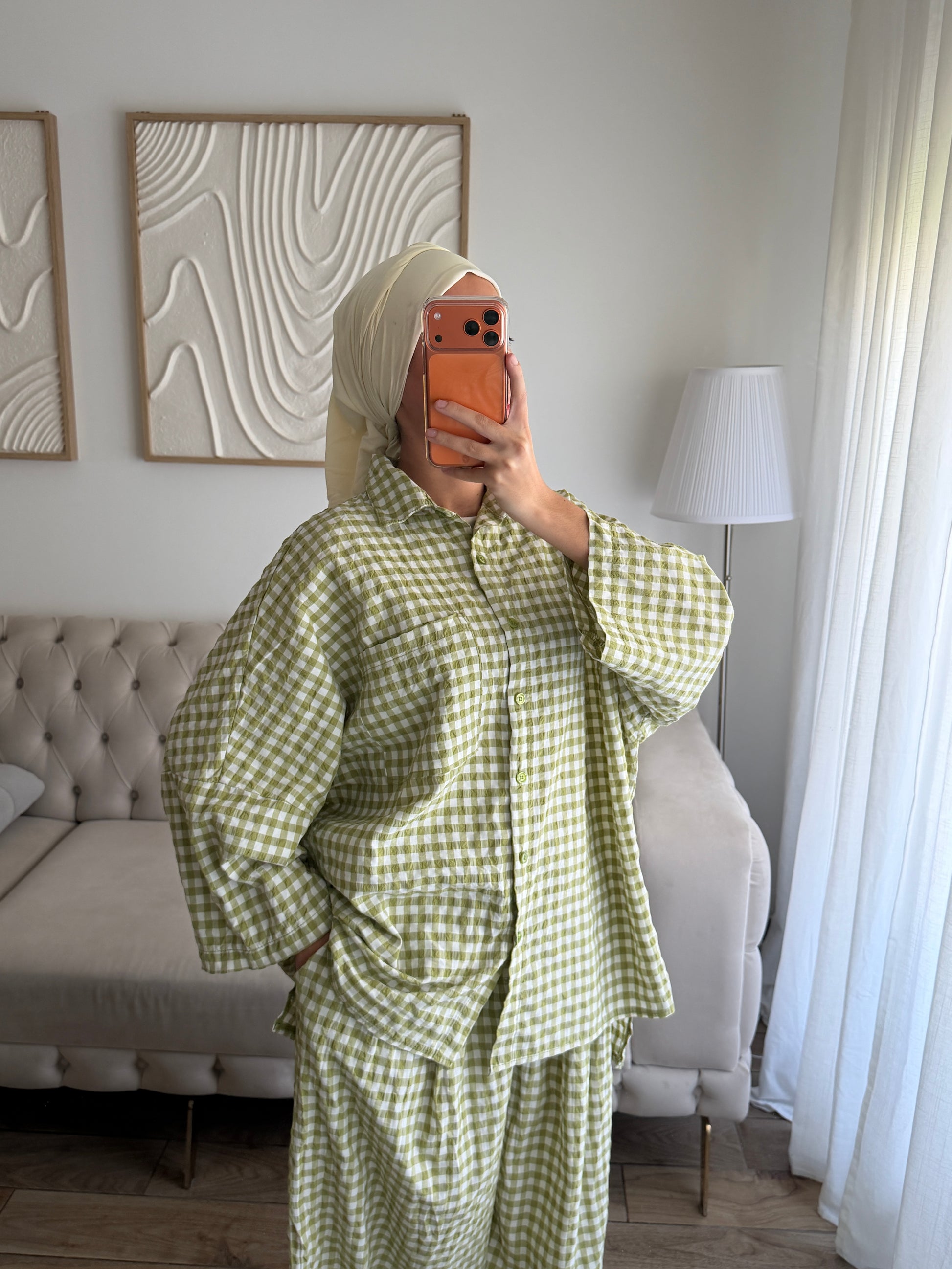 ENSEMBLE VICHY ( PISTACHE)