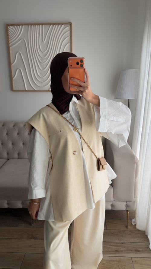 BLAZER EN LIN ÉCRU