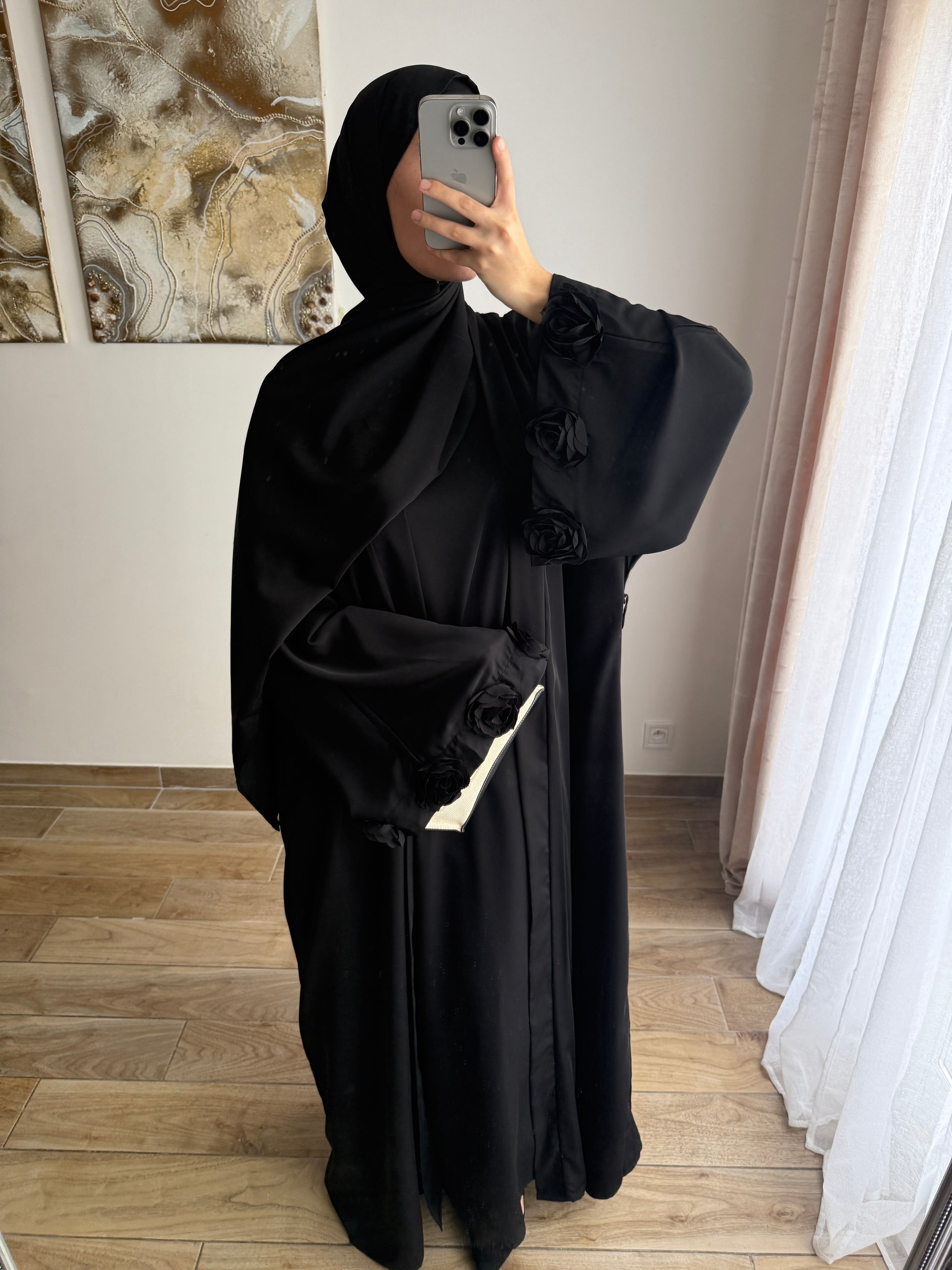 ABAYA FLORA [BLACK]