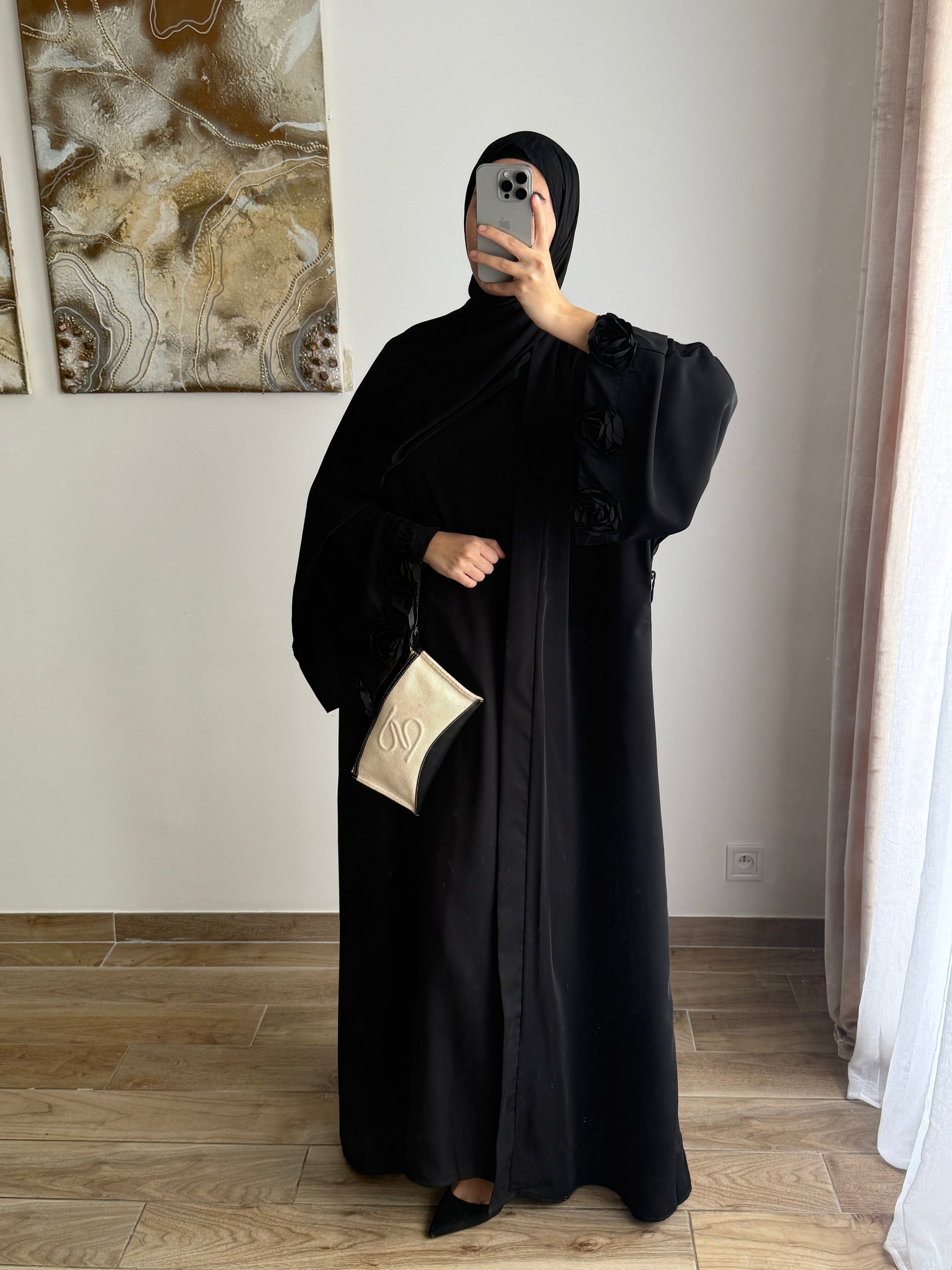 ABAYA FLORA [BLACK]