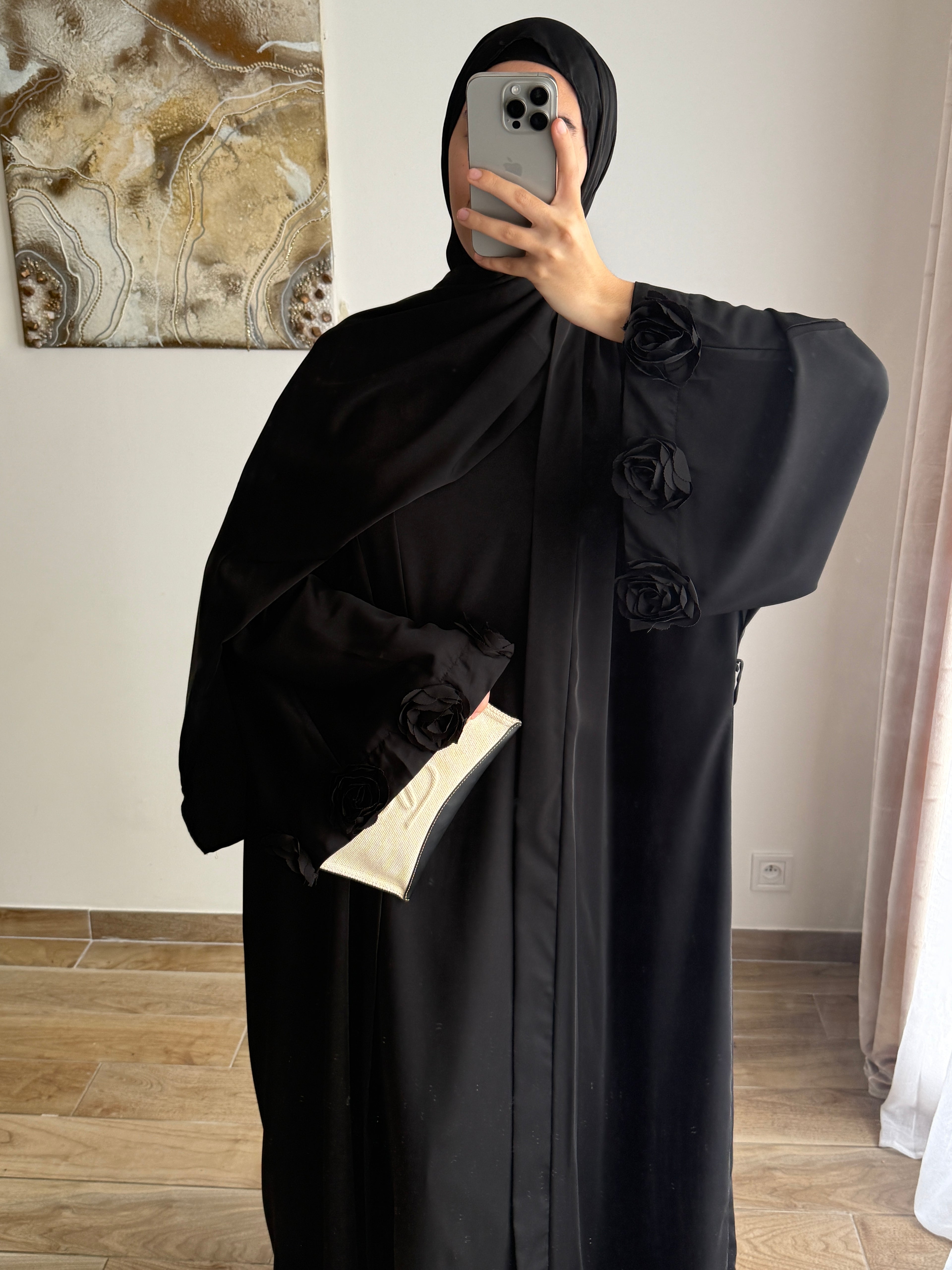 ABAYA FLORA [BLACK]